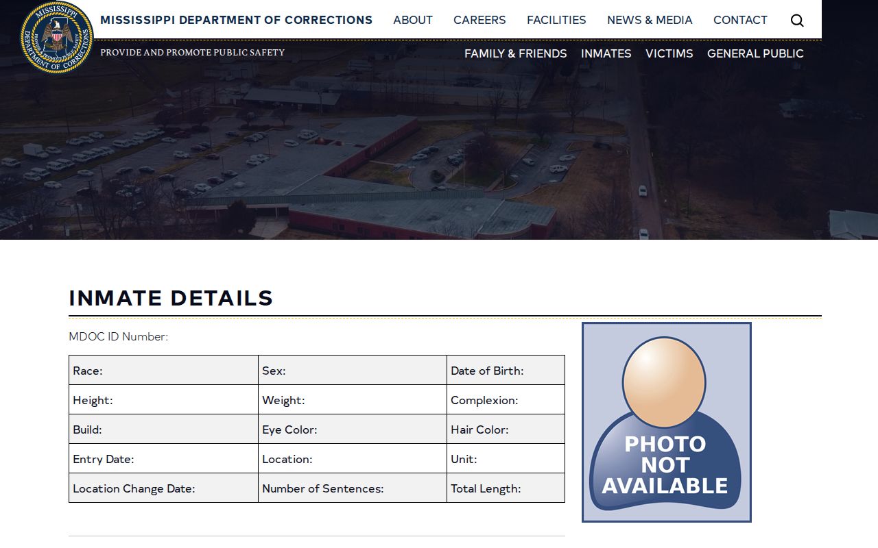 Lamar County projected release date fields in an MDOC record