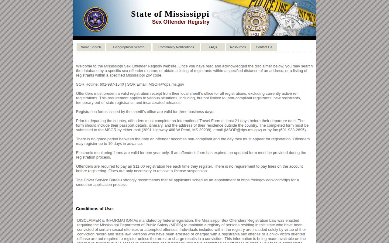 Mississippi registry source for Lamar County released photo identification