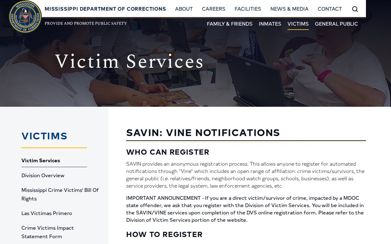 Lamar County VINELink release notification coverage from MS SAVIN